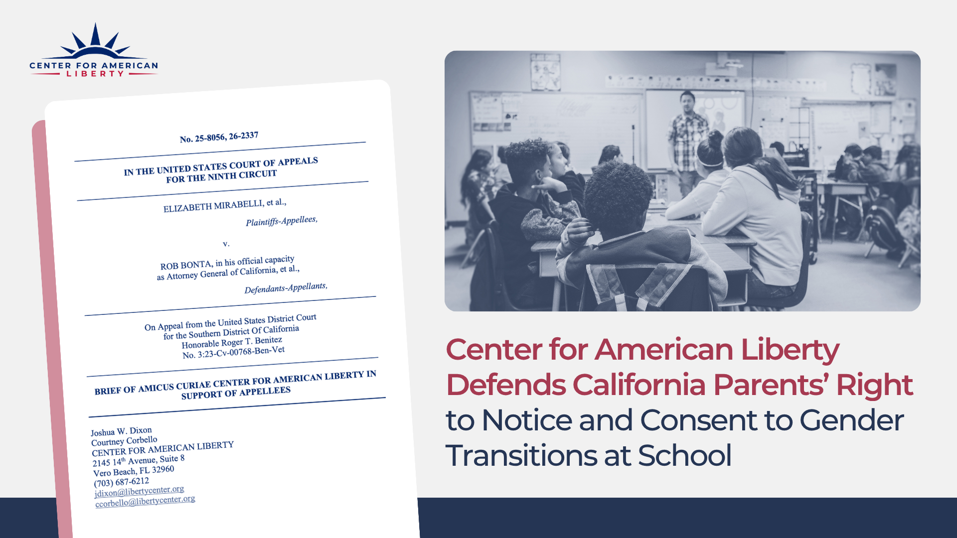 Center for American Liberty Defends California Parents’ Right to Notice and Consent to Gender Transitions at School